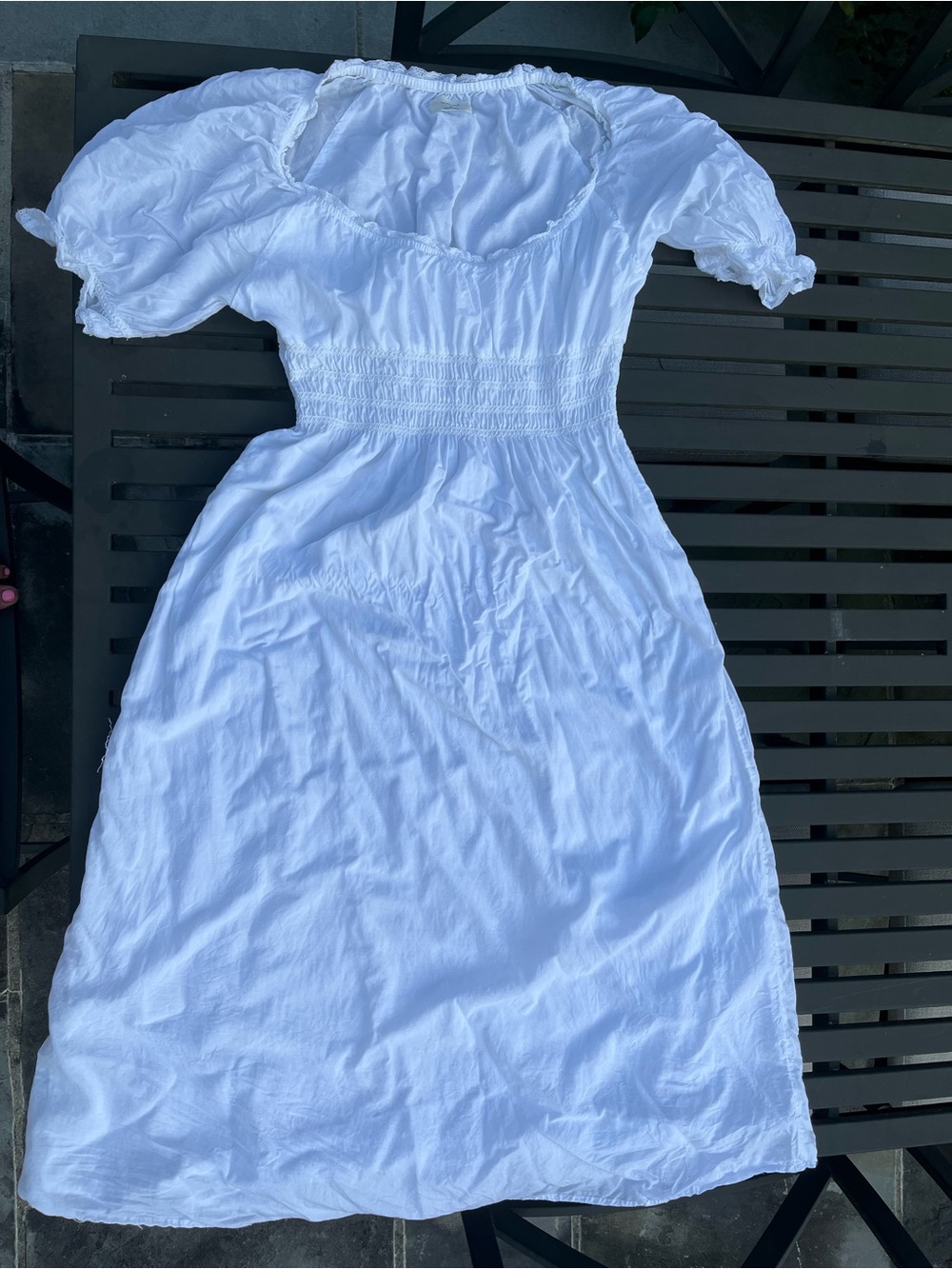 Aritzia White Smocked Waist Women’s Midi Dress